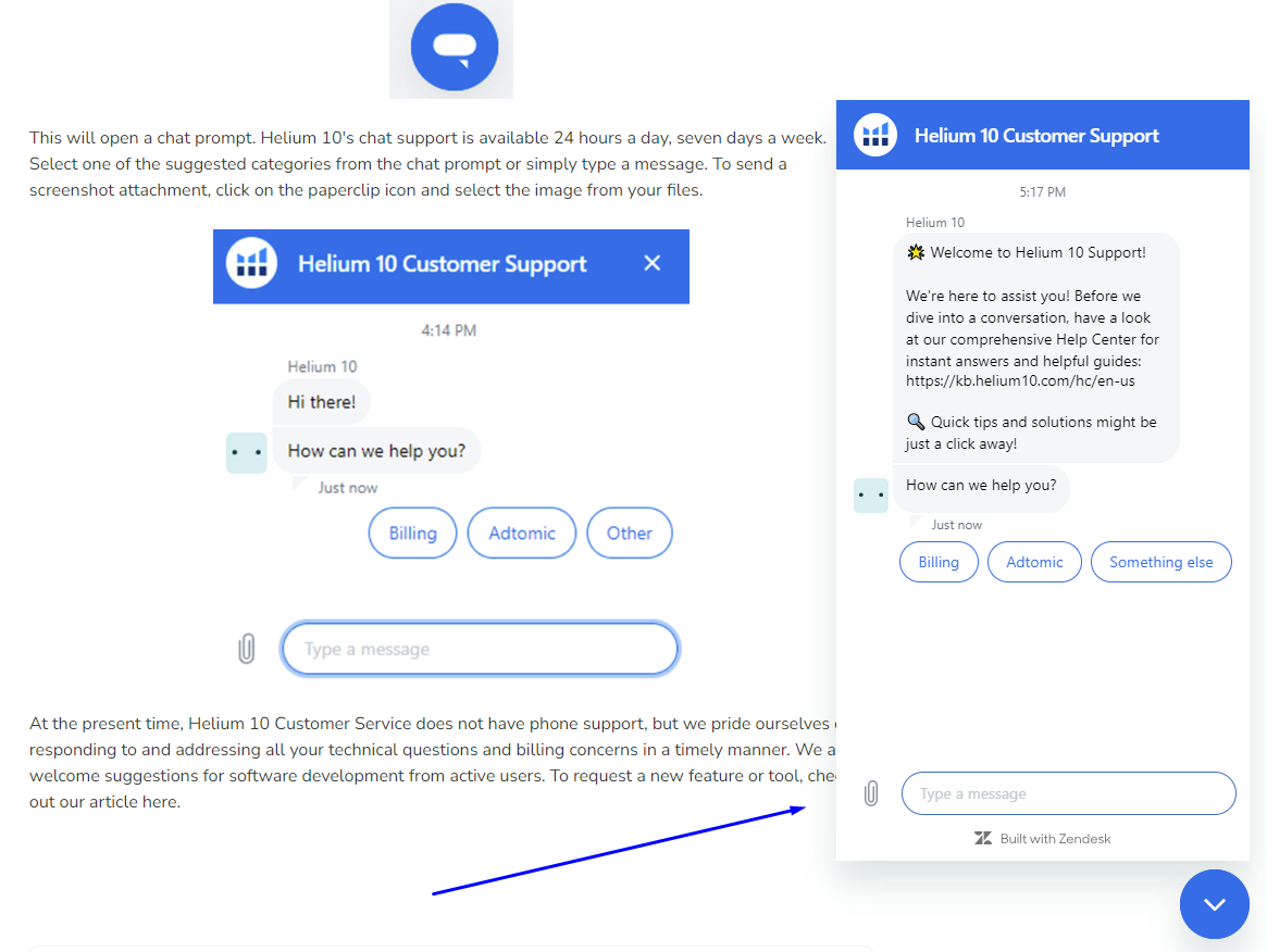 Helium 10 offers 24/7 customer support via email and live chat
